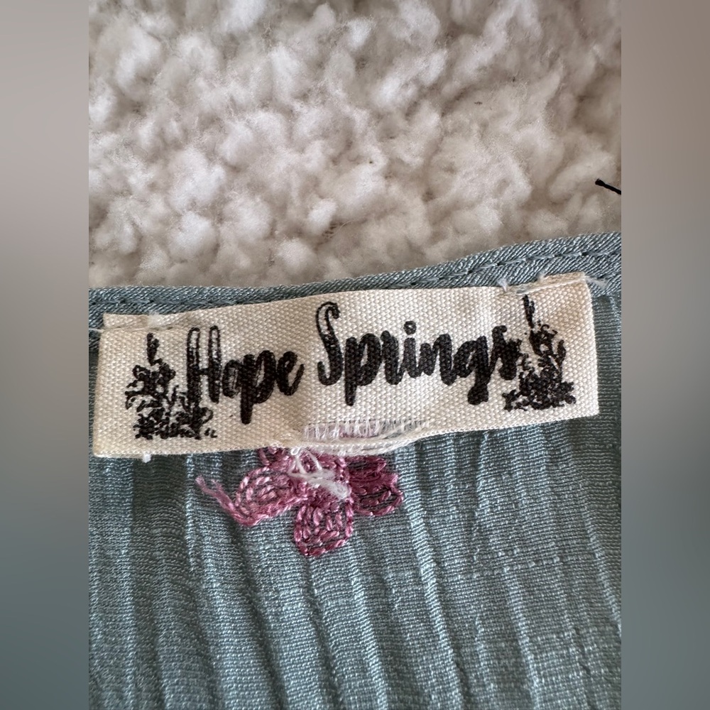 Hope Springs Floral‎ Embroidered Blue Dress Medium Boho Chic! Cottagecore - Picture 6 of 9